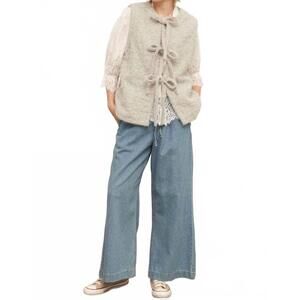 NEW EN CREME front ribbon tie sweater vest in grey